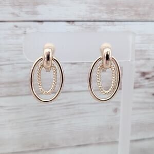 Vintage JJC Clip On Earrings Gold Tone Ovals